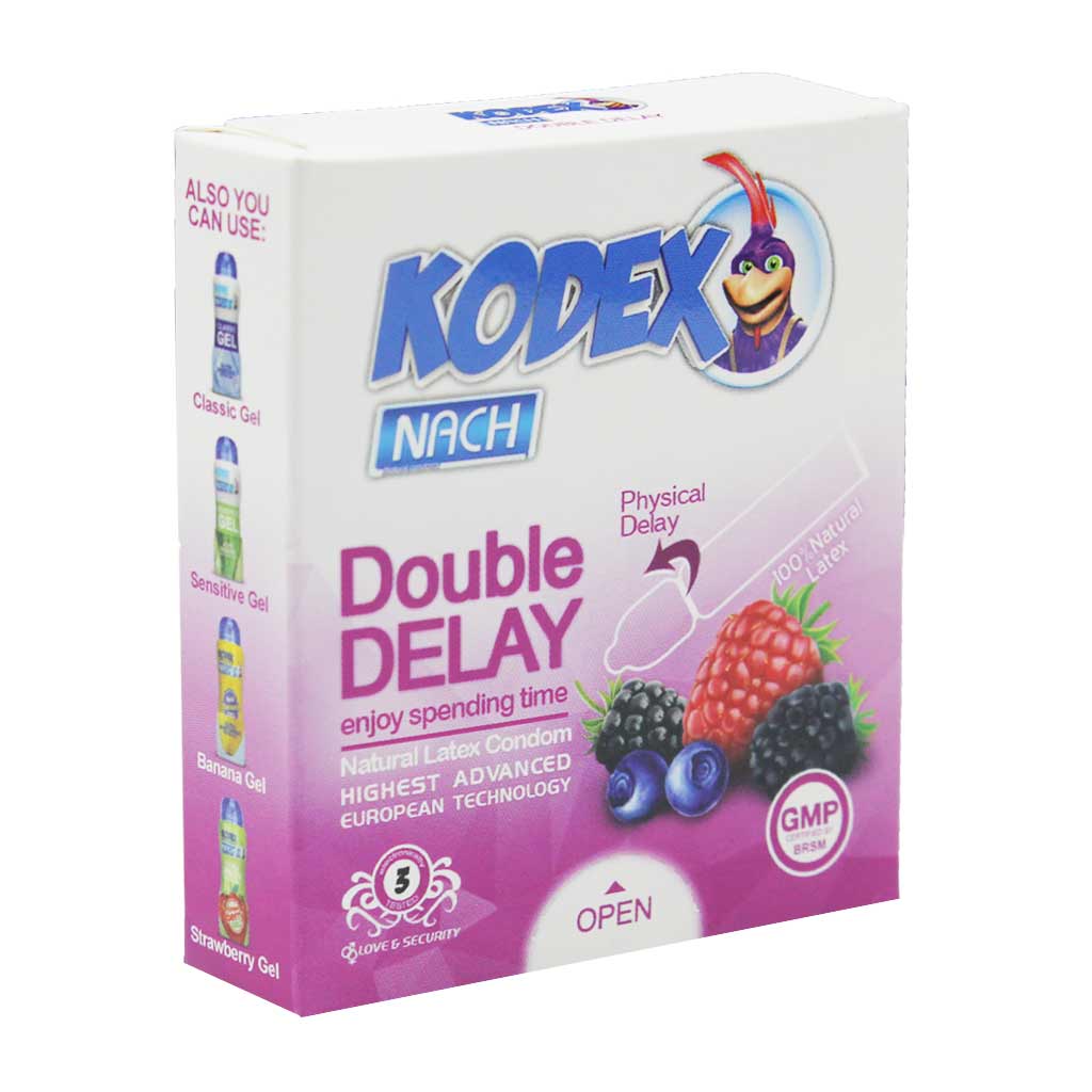 کاندوم تاخیری کدکس مدل دبل دیلی 3 عددی | دارای حلقه تاخیری و ماده بنزوکائین